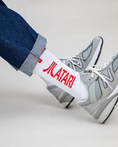Atari Logo Ribbed Socks White via Brava Fabrics