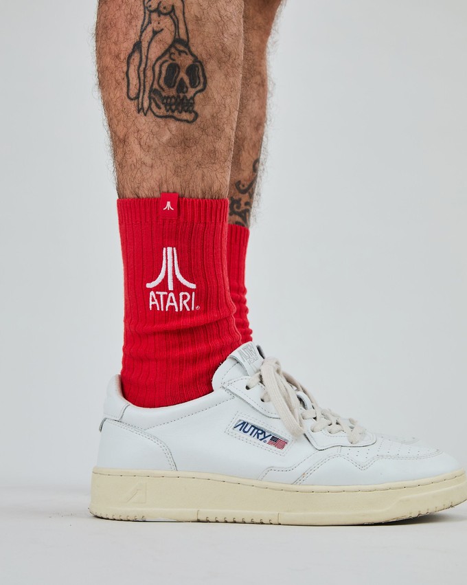 Atari logo socks red from Brava Fabrics