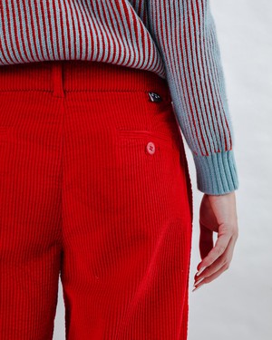 Corduroy Pleated Pants Red from Brava Fabrics