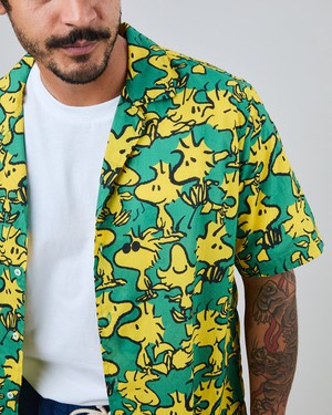 Peanuts Woodstock Aloha Shirts Green from Brava Fabrics