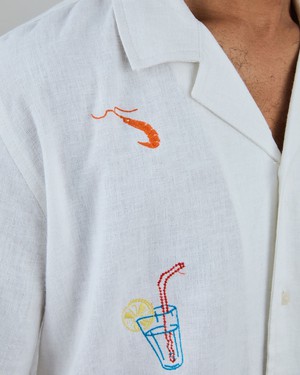 Chiringuito Embroidery Aloha Shirt White from Brava Fabrics