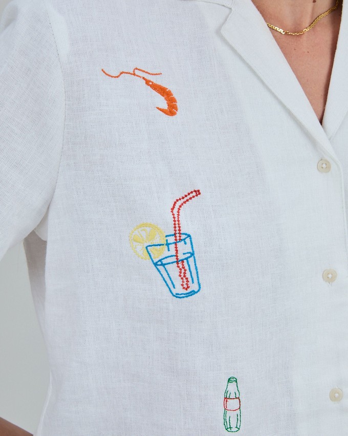 Chiringuito embroidery Aloha Blouse White from Brava Fabrics