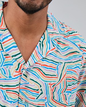 Messy Stripes Aloha Shirt Multicolor from Brava Fabrics