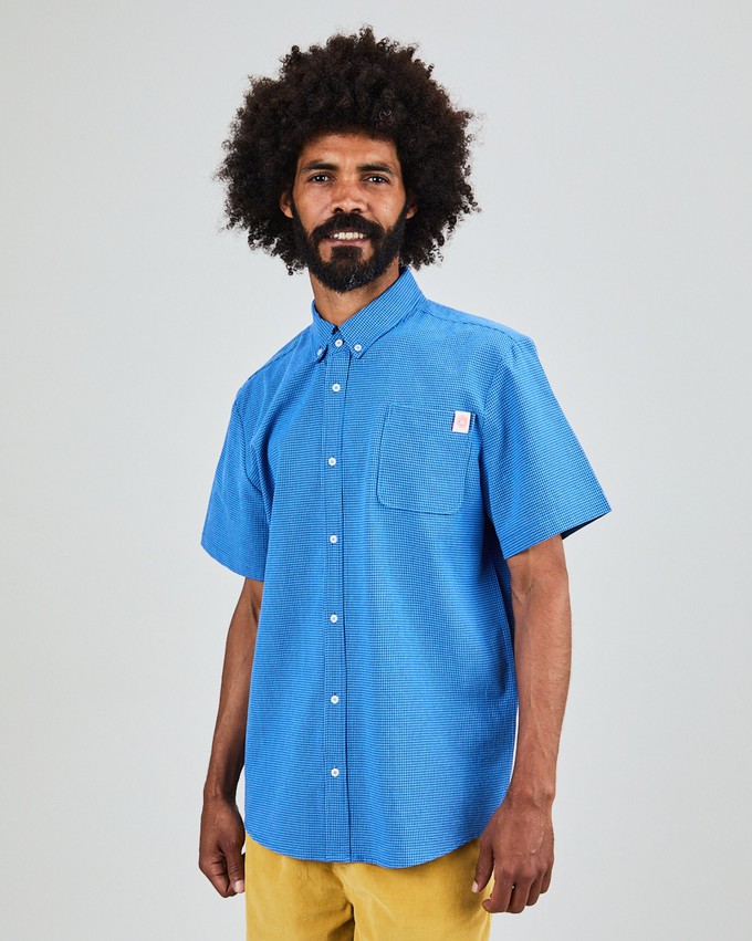 Asis Percales Daisy Checks Boxy Shirt Blue from Brava Fabrics