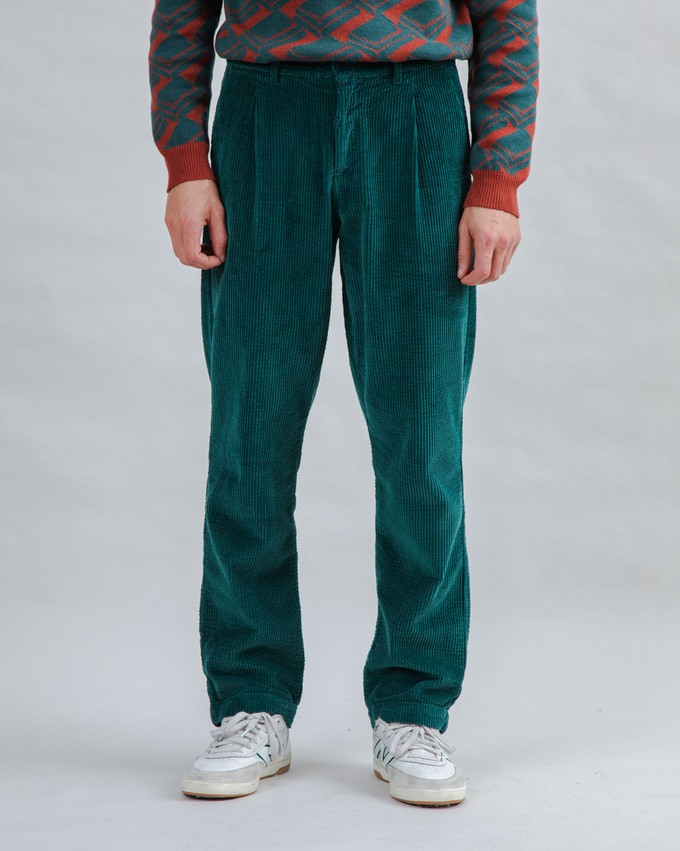Corduroy Pleated Chino Pants Forest Green from Brava Fabrics