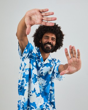 Geco Friends Aloha Shirt Blue from Brava Fabrics