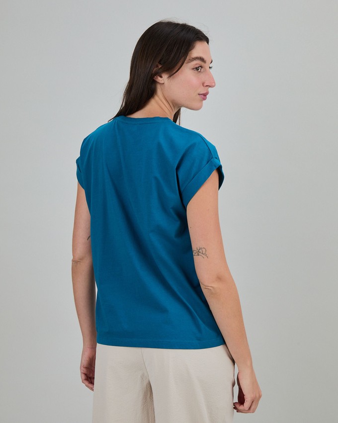 Asis Percales Daisy Scoop Tee Blue from Brava Fabrics