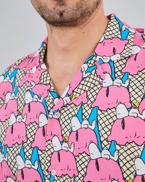 Peanuts Gelato Aloha Shirt Pink from Brava Fabrics