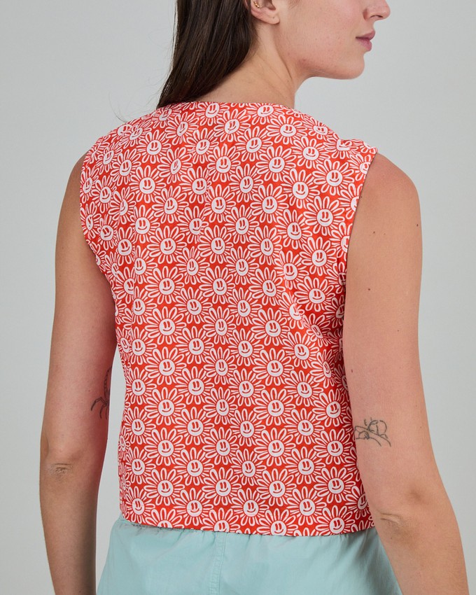 Asis Percales Daisy Button Up Blouse Red from Brava Fabrics