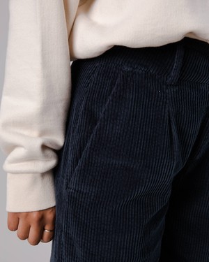 Corduroy Pleated Pants Navy from Brava Fabrics