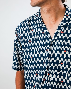 Sunset Aloha Shirt Navy from Brava Fabrics