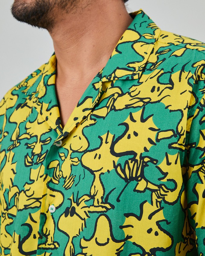 Peanuts Woodstock Aloha Shirts Green from Brava Fabrics