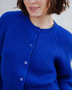 Wool Cropped Cardigan Blue Klein from Brava Fabrics