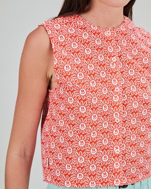 Asis Percales Daisy Button Up Blouse Red from Brava Fabrics