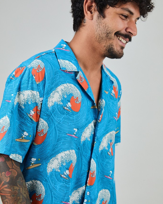 Peanuts Surf Aloha Shirt Blue from Brava Fabrics