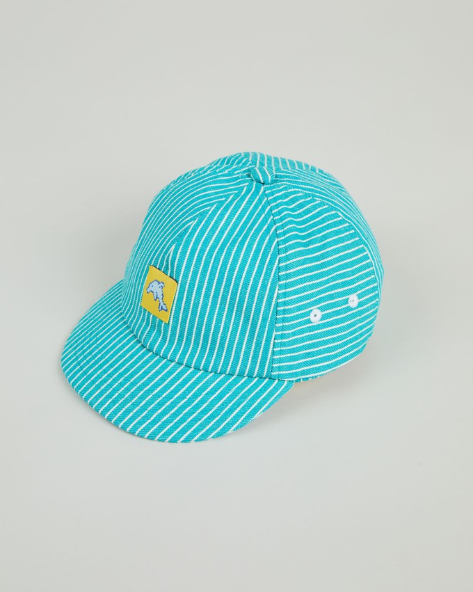 Denim Stripes Pixel Dolphin cap from Brava Fabrics
