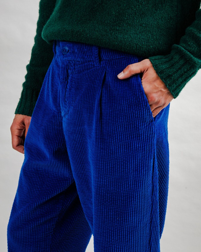 Corduroy Pleated Chino Pants Klein Blue from Brava Fabrics