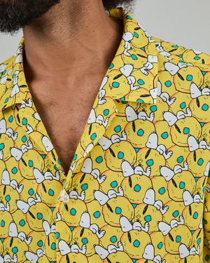 Peanuts Donuts Aloha Shirt Yellow from Brava Fabrics