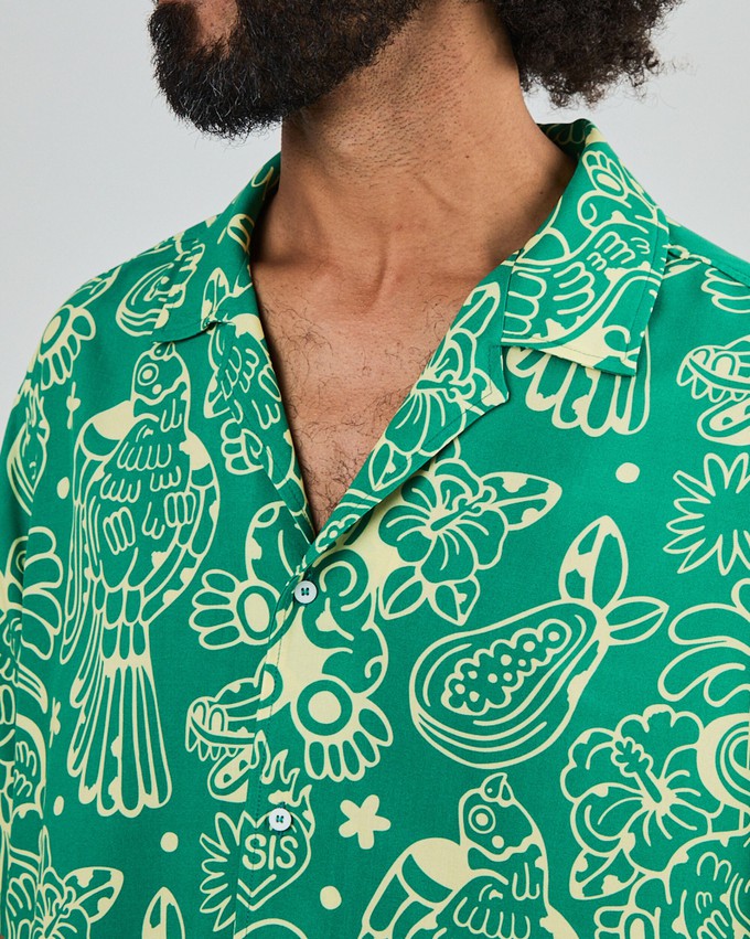 Asis Percales Crocodylus Aloha Shirt Green from Brava Fabrics
