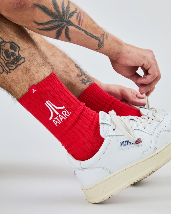 Atari logo socks red from Brava Fabrics