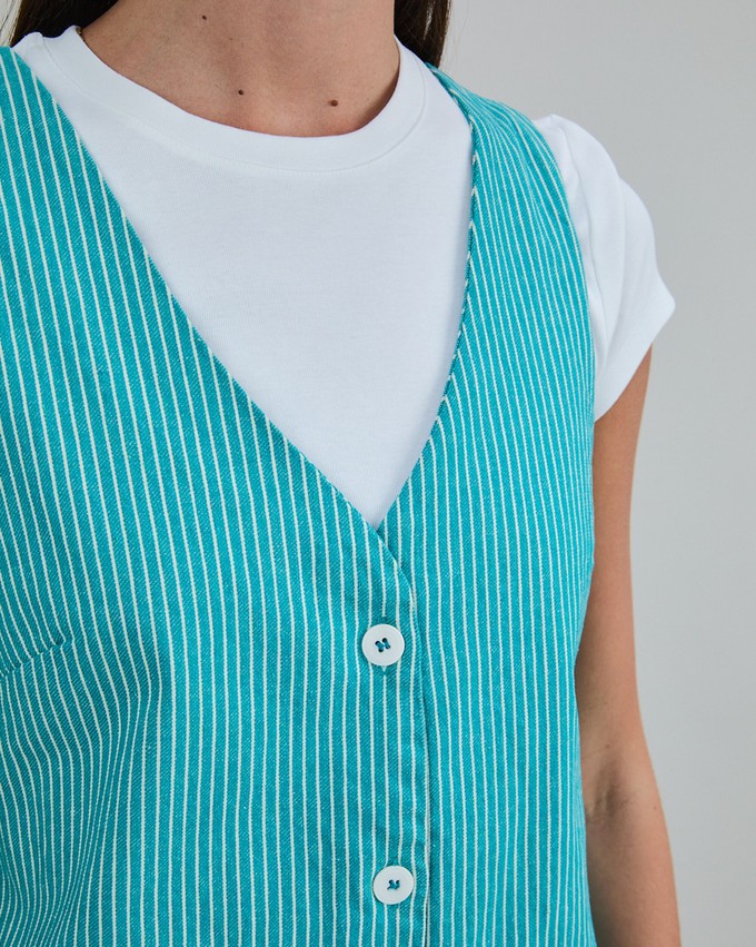 Denim Stripes Short Dress Green from Brava Fabrics