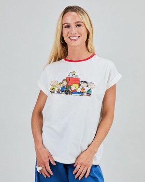 Peanuts Retro Friends Scoop Tee Ecru from Brava Fabrics
