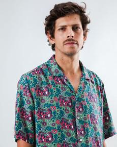 Asis Percales Tigris Aloha Shirt Light Green via Brava Fabrics