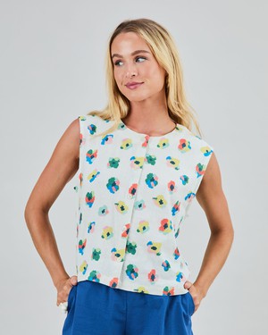 Mini Flower Button Up Blouse Ecru from Brava Fabrics