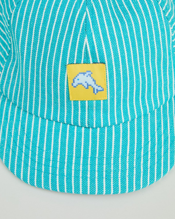 Denim Stripes Pixel Dolphin cap from Brava Fabrics