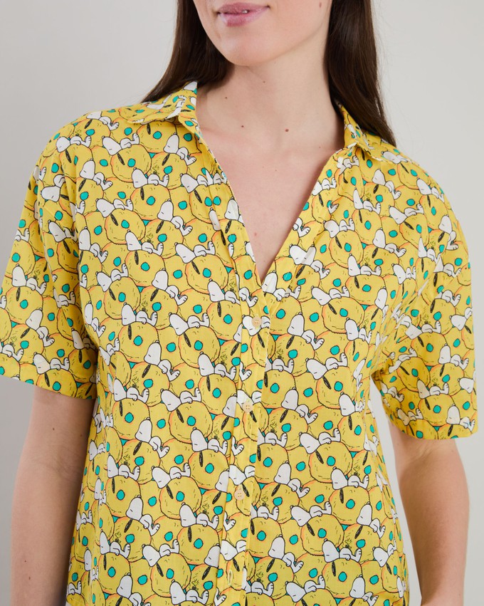 Peanuts Donuts Oversize Cropped Blouse Yellow from Brava Fabrics