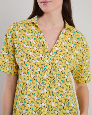 Peanuts Donuts Oversize Cropped Blouse Yellow from Brava Fabrics