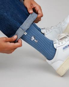 Peanuts Snoopy Socks Blue via Brava Fabrics