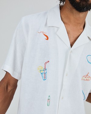 Chiringuito Embroidery Aloha Shirt White from Brava Fabrics