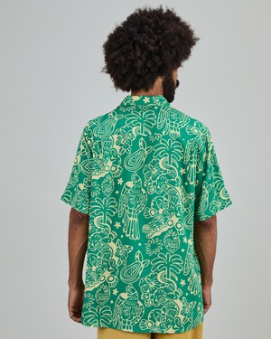 Asis Percales Crocodylus Aloha Shirt Green from Brava Fabrics