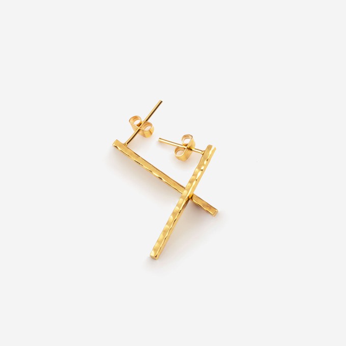 MARIBEL Gold Earring Hammered from Cano