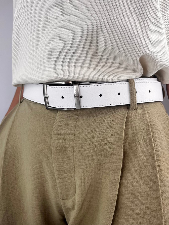 Reverse reversible belt – White/Chocolate from CANUSSA