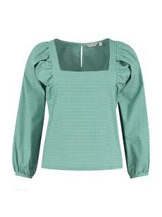 Green Check Cotton Top Puff Sleeves via Charlie Mary