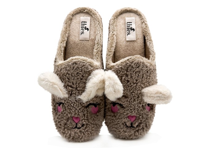 thies 1856 ® Organic Rabbit Slipper vegan taupe from COILEX