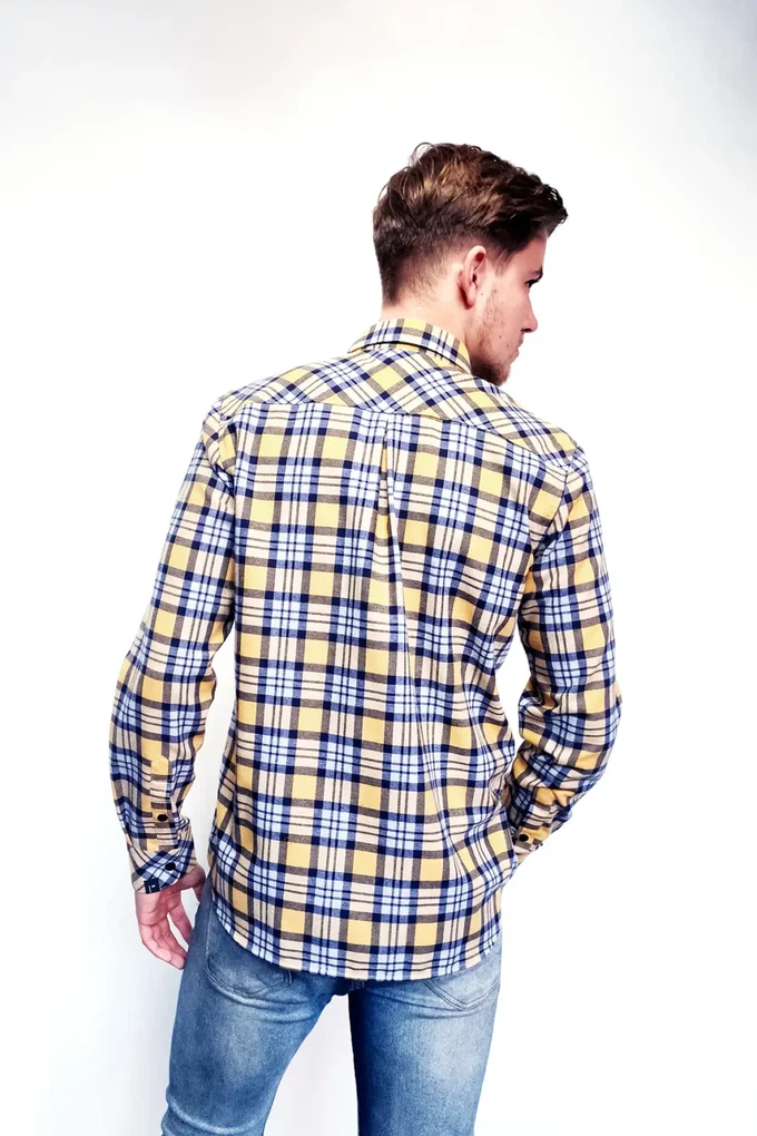 Duurzaam ruiten overhemd Kovale | check navy gold grey from common|era sustainable fashion