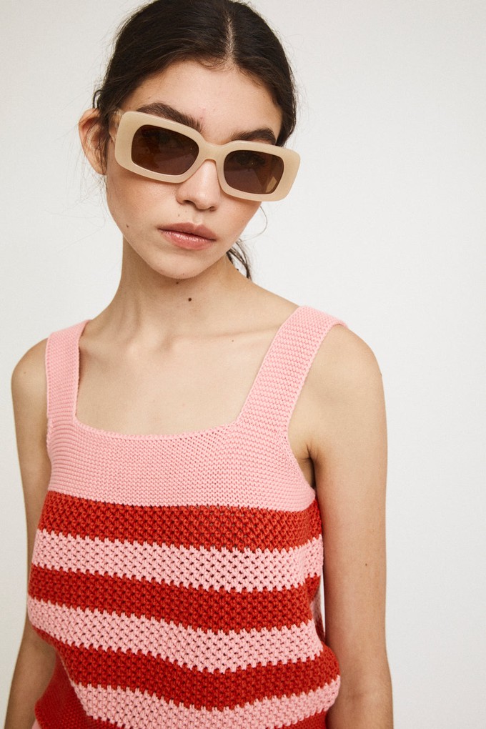 Layla top knit with stripes red/pink from Cool and Conscious
