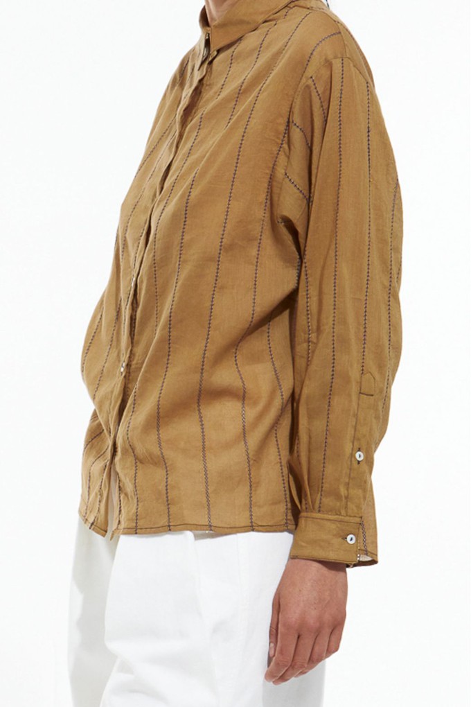 KHAKI ROSALIE EMBROIDERED SHIRT from Cool and Conscious