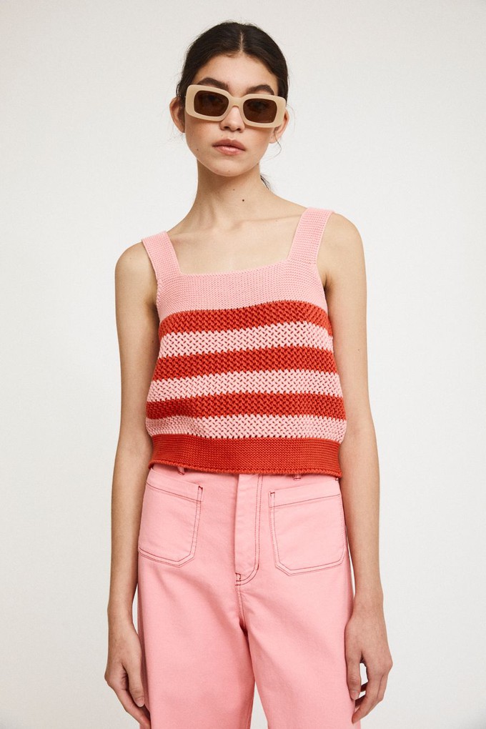 Layla top knit with stripes red/pink from Cool and Conscious