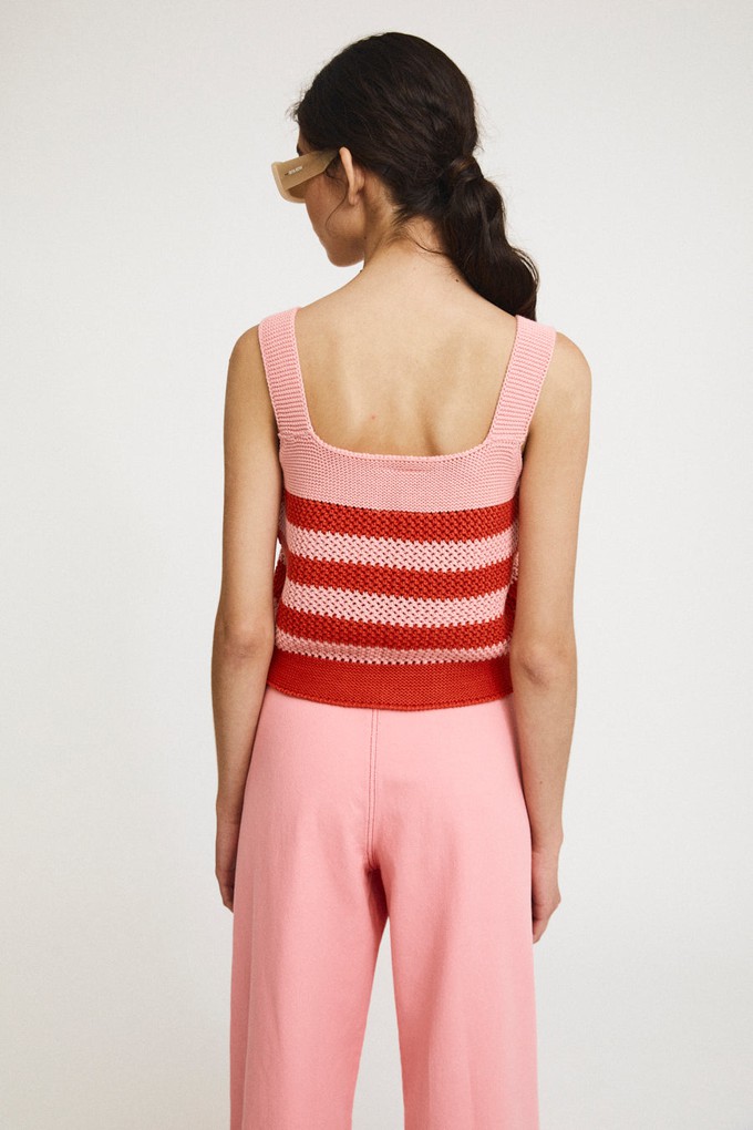 Layla top knit with stripes red/pink from Cool and Conscious