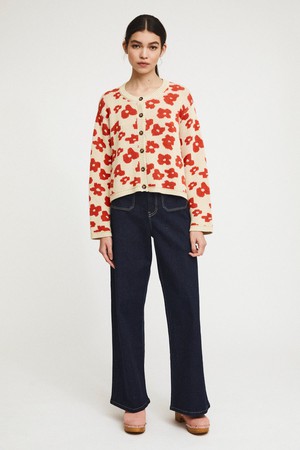 Keith Knit cardigan red flowers from Cool and Conscious
