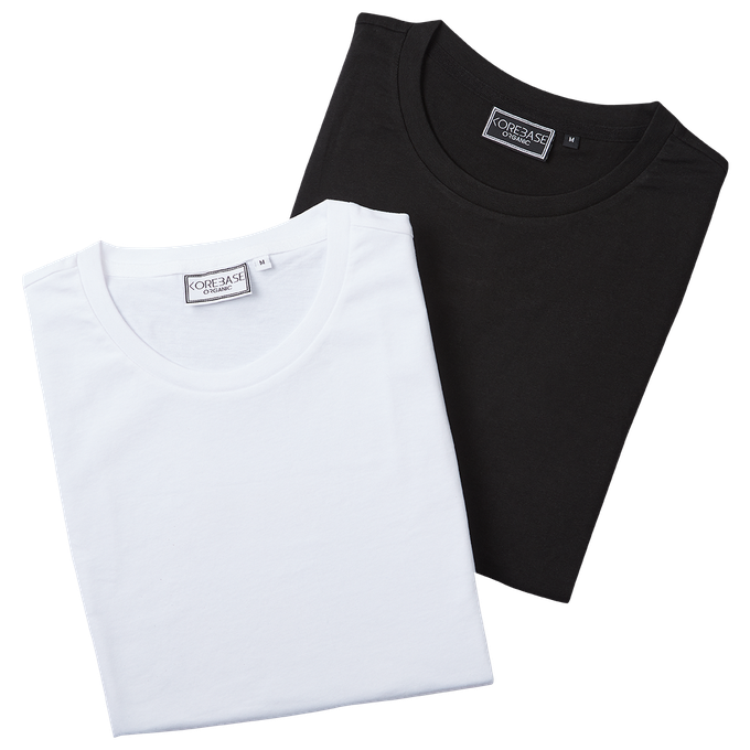 Double pack T-Shirt out of Organic Cotton - Brilliant White & Black from COREBASE