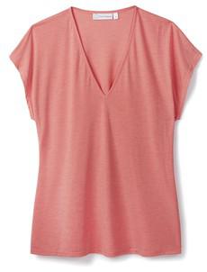 V Neck Top in Coral via Cucumber Clothing