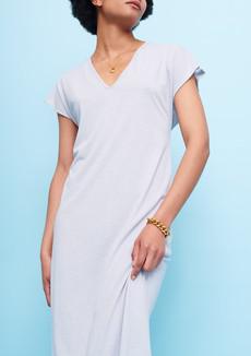 V Neck Dress in Silver via Cucumber Clothing