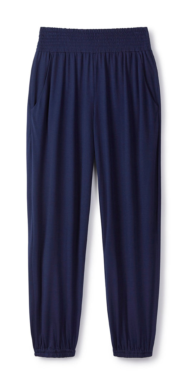 Shirred Track Pants in Navy from Cucumber Clothing