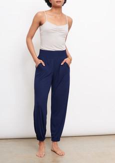 Shirred Track Pants in Navy via Cucumber Clothing
