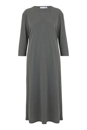 V Neck Three Quarter Sleeve Dress in Moss from Cucumber Clothing